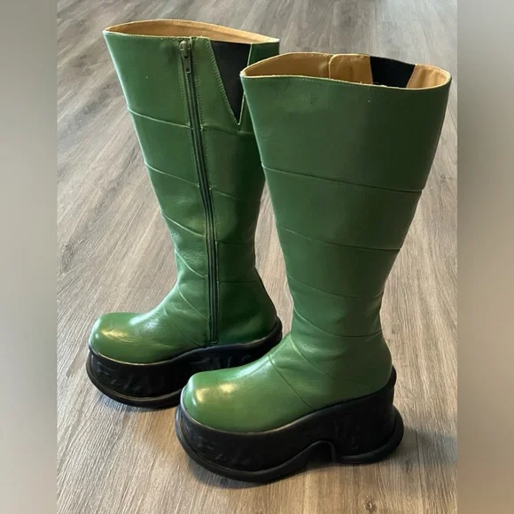 John Fluevog Green Paloma Boots Size 8 - Picture 7 of 12
